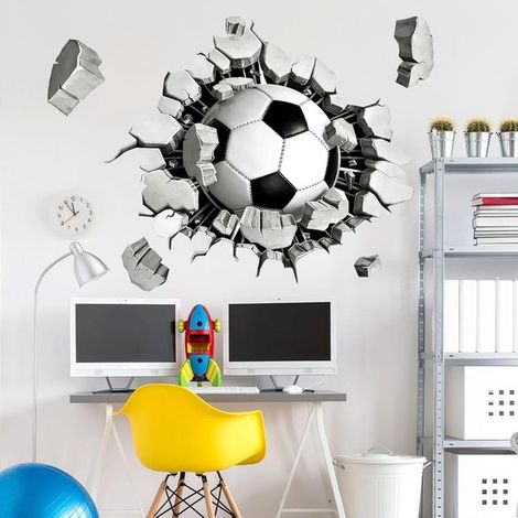 Adesivi murali da calcio,divertenti decorazioni 3D autoadesive impermeabili a tema calcio per la cameretta dei bambini,le finestre e le porte (1/2)