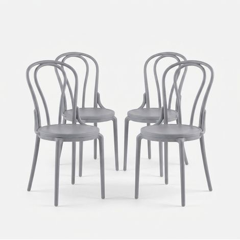 Set 4 sedie in polipropilene da cucina e sala Fly - Grigio (1/5)