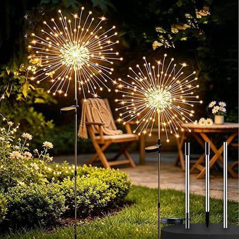 LED Outdoor Solar Lights, Solar Outdoor Lighting, Stainless Steel Rods, Garden, Patio, Yard, Christmas (Warm Colour) (1/5)
