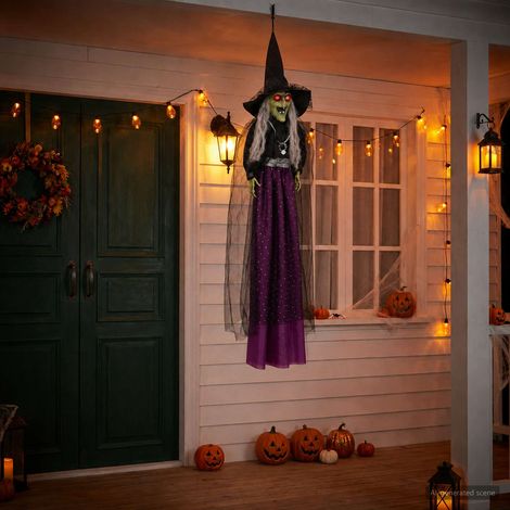 vidaXL Halloween Hanging Witch SPOOKA Purple 30 x 133 cm (1/5)