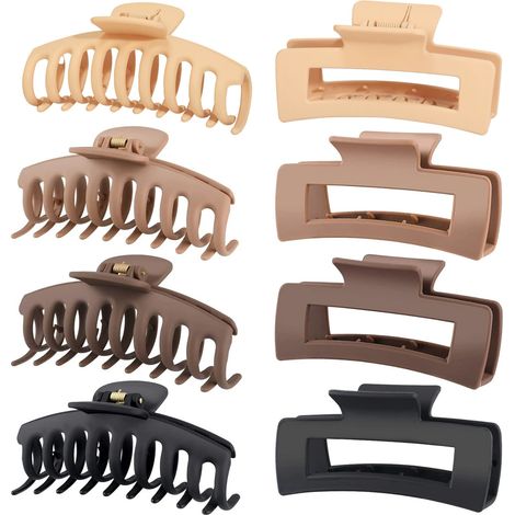Lot de 8 grandes pinces à cheveux neutres, pinces fines pour cheveux épais et bouclés, grip fort 4,33 pouces, mat (1/5)