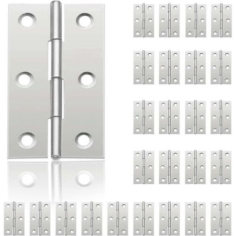 24pcs (44mm x 32mm) Small Door Hinge, Stainless Steel Hinge for Cabinet Door Piano Jewelry Box Home Furniture Hardware MUMU (1/4)