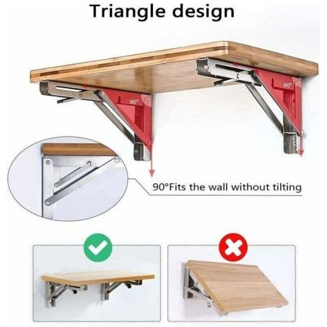 Support d' Étagères Pliable,12 / 300mm Acier Inoxydable Equerre Rabattable Murale, Lot de 2 Lourds Support Console Pliable Rétractable Pour Garage établi, Charge Maximale: 60 kg/132lb