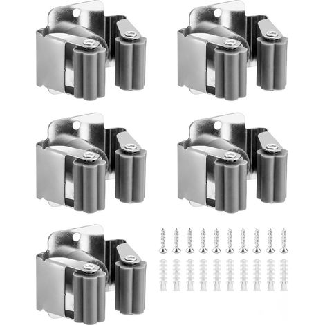 5 Pièces Porte Balai Mural, Porte Outils Mural, Support De Vadrouille, Pour Salle De Bain Cuisine Bureau Placard Jardin Garage (1/5)
