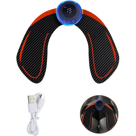 EMS-Elektromuskelstimulator für die Bauchmuskulatur, Fitness-Sticker, wiederaufladbar, Körpermassage, kabellos, LCD-Bildschirm, Gesäßmuskeltrainingsgerät 03481-AquaForge