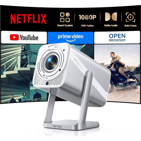 Vidéoprojecteur 4K Compatible Auto Keystone 800 ANSI Vidéoprojecteur Courte Focale Bluetooth FHD 1080P, Projecteur Portable WiFi6 Rotatif 360° Zoom 50% Mini RétroProjecteur Home Cinéma (1/5)