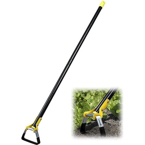 Gartenhacke - Unkrauthacke, langer Stiel, robust - Hacke mit verstellbaren Ringen, 4-teilig, 1,6 m, schwarz.
