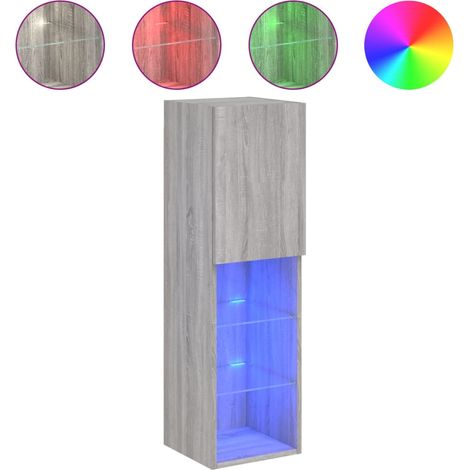 vidaXL Mueble para TV con luces LED gris Sonoma 30,5x30x102 cm (1/2)