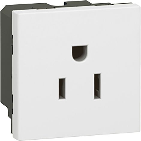 Legrand – Prise de courant 2P+T 15A standard US Mosaic 2 modules blanc RAL9003 – Connexion par bornes à vis – Installation encastrée ou en saillie
