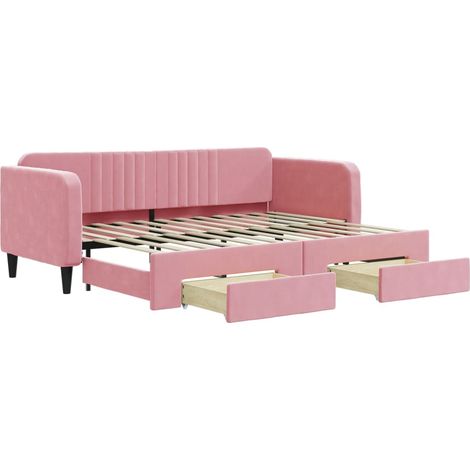 Maison Exclusive - Divano Letto Estraibile con Cassetti Rosa 80x200 cm Velluto (1/5)
