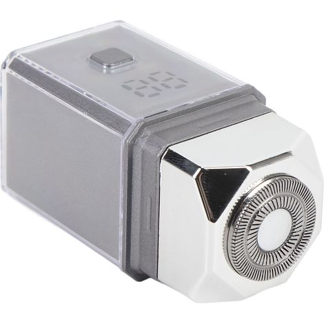 Tondeuse à barbe de voyage pour hommes, étanche IPX7, silencieuse, rechargeable, portable, électrique, avec tête pour les poils du nez, pour le visage et la moustache, couleur argent. (1/5)