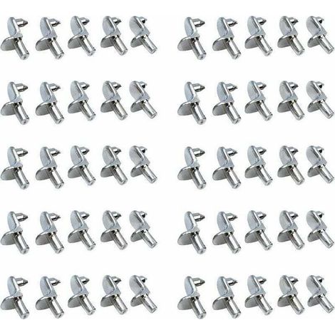 Piges à étagères métalliques nickelées pour meubles et bureaux - 50 pièces (1/4)