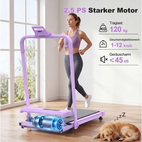Cinta de correr plegable 3 en 1 con inclinación del 10%, morada, 120 kg (1/5)