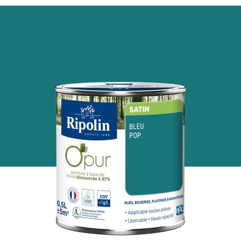 Peinture Couleur à base de résine biosourcée à 97% - Satin - 0,5L - Bleu pop - Ripolin (1/5)
