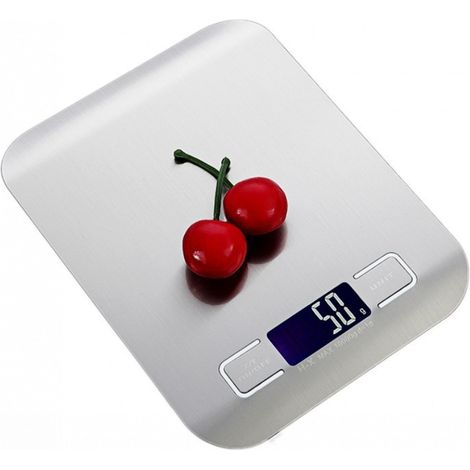 Intelligente digitale Küchenwaage mit LCD-Display, Edelstahl, 5 kg, multifunktional, silberfarben (1/5)