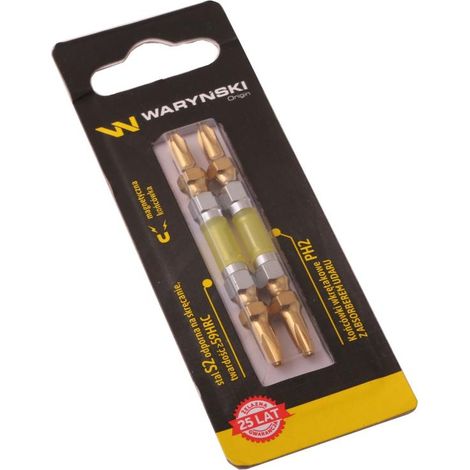 Puntas de destornillador con absorbedor PH2 de 65 mm, juego Waryński en blíster de dos piezas.