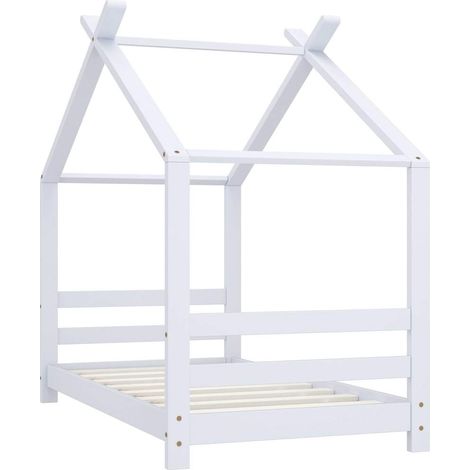 Lit enfant pour 1 personnes, Structure de lit, Assemblage Facile, Blanc Bois de pin massif 70x140 cm OIB2226E (1/5)