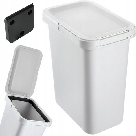 Kadax – Poubelle tri sélectif 12 l en plastique durable – Couvercle à charnière – Poignée de transport – Pour espaces confinés - GRIS 12 L (1/5)