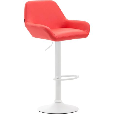 Taburete De Bar Braga En Simil Cuero Rojo Blanco (1/3)