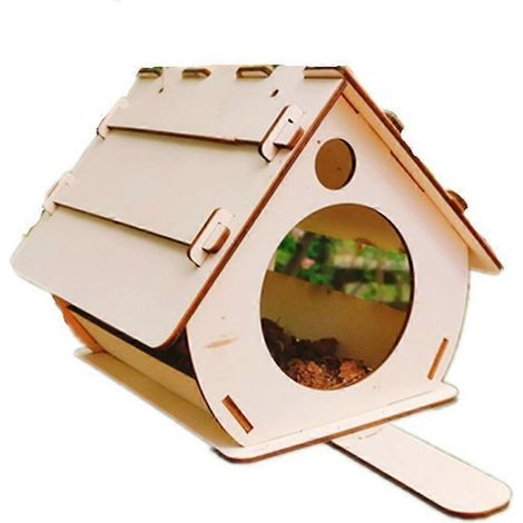 Nichoir en bois avec perchoir, mangeoire à oiseaux, nichoir d'intérieur adapté à la décoration extérieure de jardin ou de cour. (1/5)