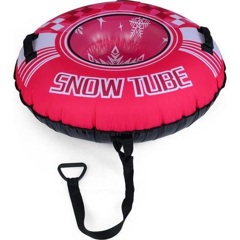42" Heavy-duty Inflatable Snow Tube with Detachable Tow Strap-Pink (1/2)