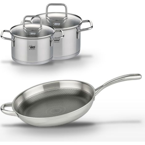 Lot Poêle 32cm & 2 Faitouts 16/14cm Elo Relief Evolution (1/5)
