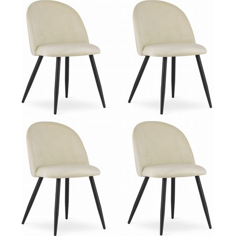BELLO Stuhl – beiger Samt / schwarze Beine x 4
