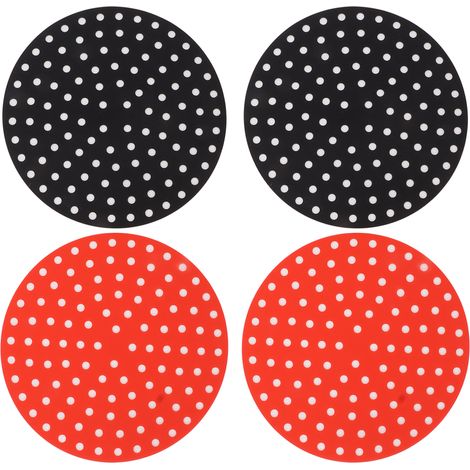 Lot de 4 tapis ronds pour friteuse à air chaud, résistants aux hautes températures et à l'huile, en silicone réutilisable. Accessoires pour friteuse à air chaud : 2 tapis rouges de 20 cm et 2 tapis no (1/5)