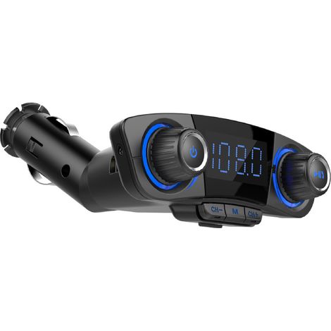 BT06C Car MP3 Bluetooth Car Bluetooth FM Transmitter supports TF and USB ports, supports 2.1A charging -- Blue (1/4)