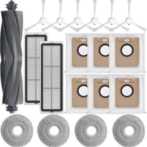 Kit d'accessoires pour robot aspirateur Dreame L10s Ultra/L10 Ultra/L10 Prime, 1 brosse principale, 2 filtres, 4 tampons de nettoyage, 6 brosses latérales, 6 sacs à poussière, accessoires de pièces de (1/5)