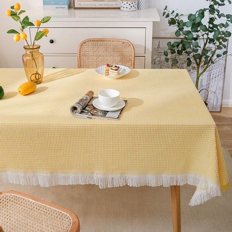 Tovaglia con nappe a nido d'ape, tovaglia in cotone e lino, decorazione da tavola per interni ed esterni, giardino, ristorante, feste e festival. (1/5)