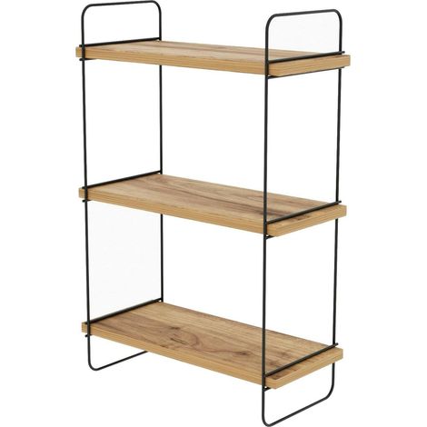 Dmora - Mensola Luce, Scaffale, Ripiano a muro, Scaffalatura multiuso, 40x20h66 cm, Quercia (1/5)
