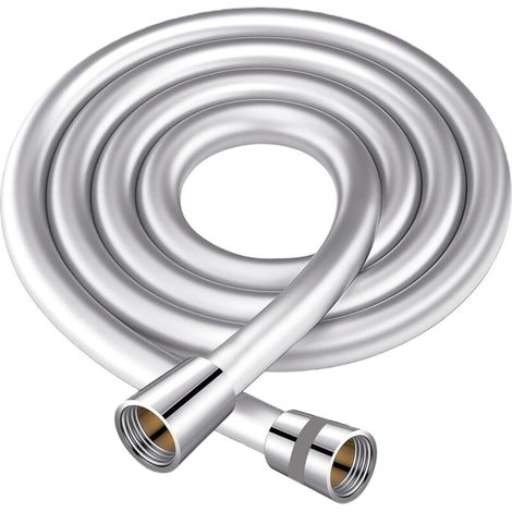 HJYMY Flexible de Douche 1.2m,Tuyau de Douche avec Protection Anti-Torsion,PVC Tuyau Douche avec Raccords en Laiton,Flexible et Résistant aux Pliures,pour Robinetterie de Salle de Bains,Argenté (1/5)
