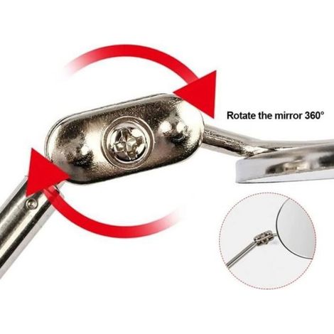 Miroir D'inspection - Acier Inoxydable - Télescopique Jusqu'à 600 Mm - Rotule 360° - Diamètre 50 Mm - Pour Atelier Garage Électronique (1/5)