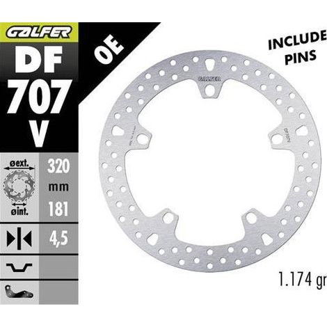 Disco de freno delantero Galfer para BMW F 800R/S/ST/GT '09- F 900XR '20- R 850R/RT '04 R 1100S '01- R 1100/1500/1200/1250S/R/RT/S/ST/GS '01- K 1200/1300/1600LT/GT/S/RS '02- Husqvarna Nuda 900R '11- (