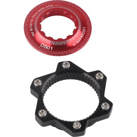 Adaptateur de disque frein vélo 6 trous en alliage d'aluminium, centre lock, rouge et noir, accessoire vélo. (1/5)