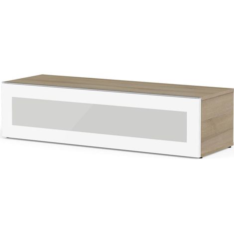 Meuble TV verre infrarouge et bois clair Boston 120cm