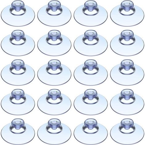 Lot de 20 Ventouses Transparentes en Plastique, Tête Champignon sans Crochet, Adhésion Forte pour Cuisine Salle de Bain Fenêtre Miroir Extérieur (1/5)