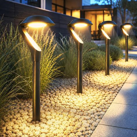Lot de 4 lampes solaires à LED blanc chaud pour extérieur, jardin, étanchéité IP65, lampes solaires modernes pour décoration de jardin, terrasse, cour, chemin et pelouse (1/5)