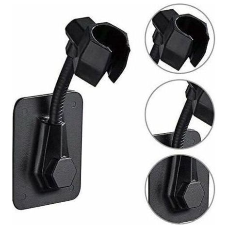 Pair Support de douche mural, support de douche réglable, support de douche en plastique, fixation murale autocollante en ABS, sans perçage, noir--