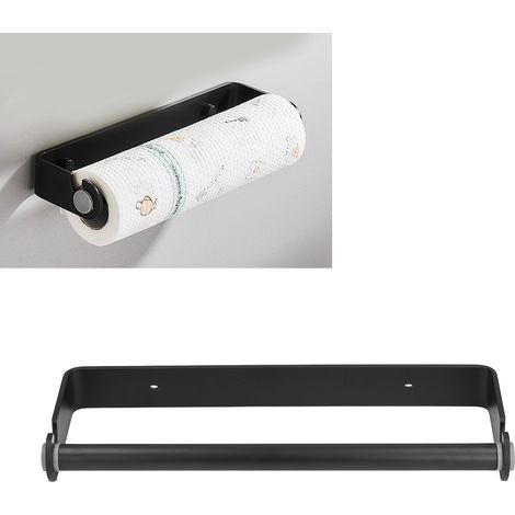 Porte-rouleau de papier essuie-tout mural, support pour rouleau de papier absorbant, noir, 32 cm (1/5)