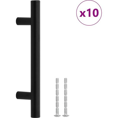 vidaXL Tiradores para armarios 10 uds acero inoxidable negro distancia entre orificios de 96 mm longitud total de 150 mm (1/2)