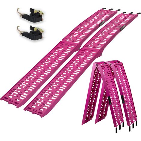 TRUTZHOLM 2 x Auffahrrampen klappbar 228 cm Traglast 680 kg Alu pink gelocht Rampen Motorradrampen (1/5)