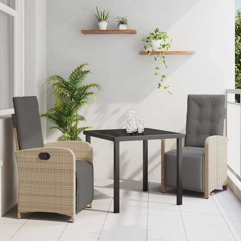 Ensemble de salle à manger pour jardin 3 pcs-Salon de jardin Beige polyrotin 130565 (1/5)
