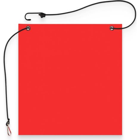 Drapeau de signalisation rouge 1 pièces, fanion sécurité chargement dépassant, fin de charge routière 30×30 cm – PVC imperméable, œillets cuivre antirouille, barre inox SUS304, visibilité renforcée (1/5)
