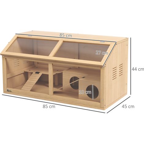 Cage pour hamster (avec plateforme, échelle, maison et quai), en épicéa, 85 x 45 x 44 cm (1/5)