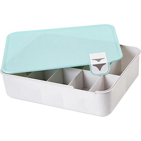 Schubladenorganizer, Kleideraufbewahrungsbox, Schmuckkästchen, Mehrzweck, robust, großes Fassungsvermögen, mit Markierungen, Schrankorganizer zum Organisieren-Blue Lid 10 Grids (1/5)