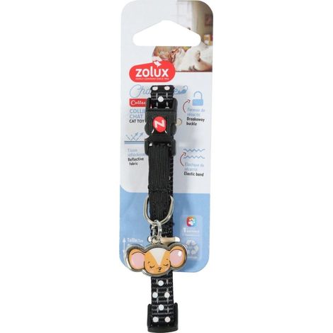 Collier pour chat ZOLUX avec pendentif en forme de souris CHATOUILLE noir (1/3)