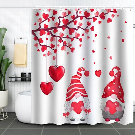 Rideau De Douche - Polyester - Motif Coeurs - Pour Salle De Bain - 180 X 180 Cm - 1 Pièce (1/5)