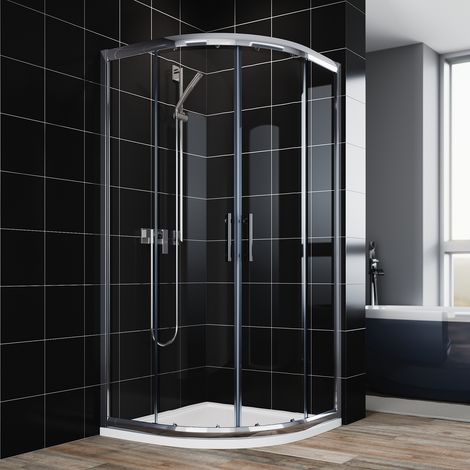 ELEGANT Quadrant Shower Enclosure Set with SMC Shower Tray, 900x900mm 6mm Safety Tempered Glass Aluminium Frame Structure